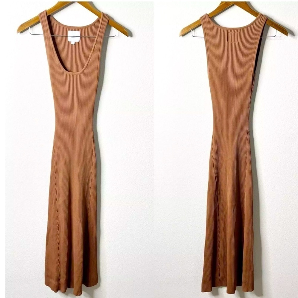 ALLFENIX Ribbed Tank Maxi Dress in Brown Viscose and Nylon Heavy